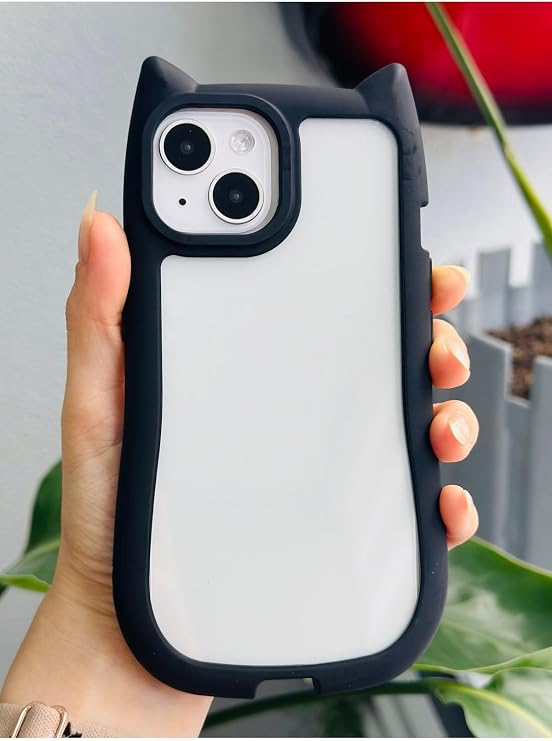 Go Accessory Transparent Silicone Case with Anti-Shock Edge in Black Color, Compatible with Apple iPhone 13-14 and 15