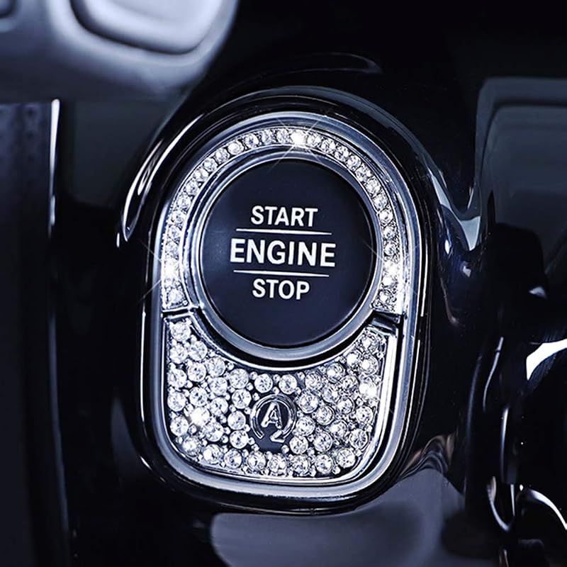 Capa decorativa com cristal para botão de ignição Pursuestar Mercedes-Benz Classe A, B, CLA, GLA e GLB – 2 unidades