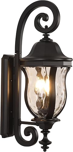 Miniatura 9 de Smeike Faroles de pared para exteriores, apliques de pared exterior negros, 28 pulgadas de alto, grandes lámparas de pared para exteriores con