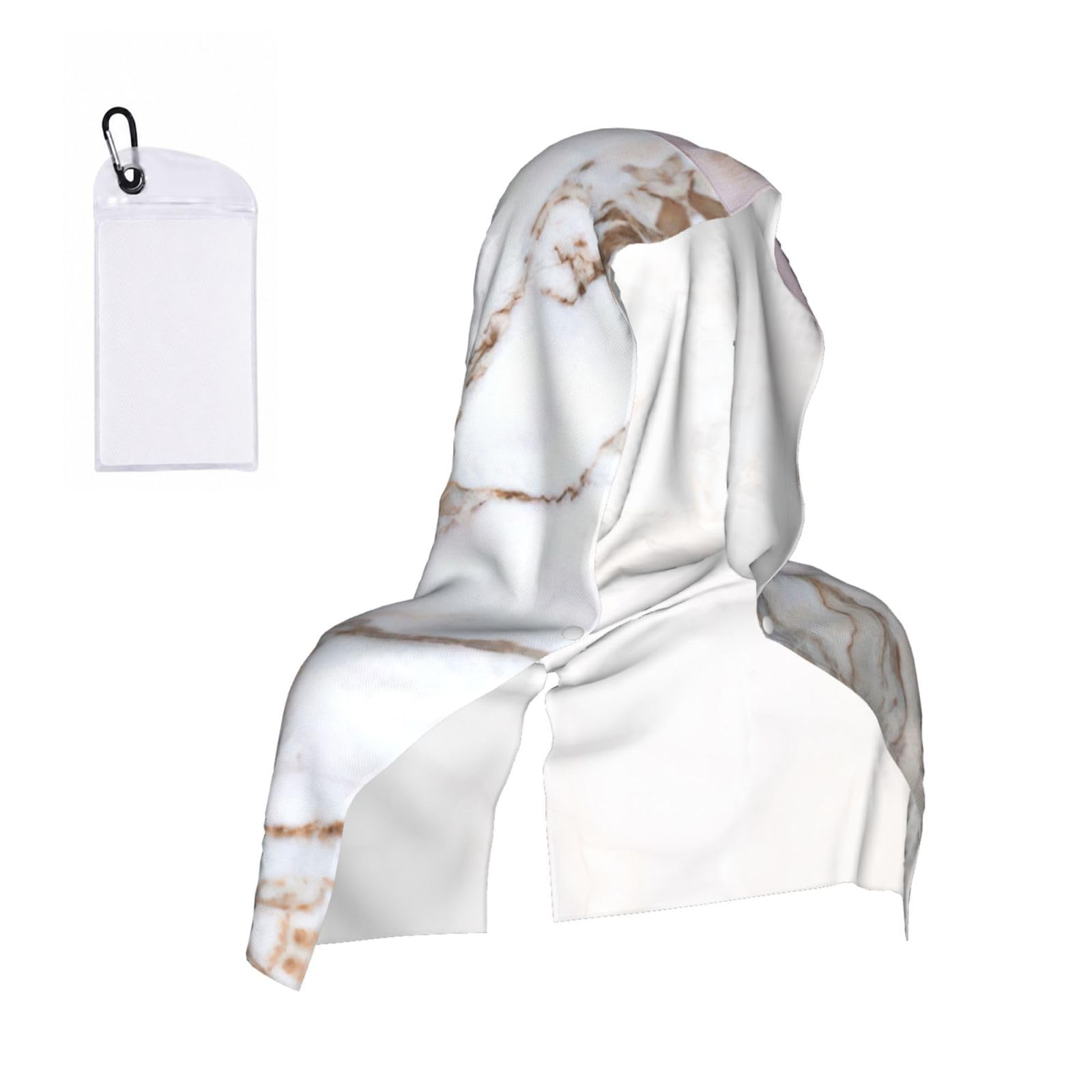 DUWAA Pink White Marble Pattern Print Reusable Hoodie Cooling Neck Wrap, Hot Weather Outdoor Sports Workout Head Towel For Stay Chill
