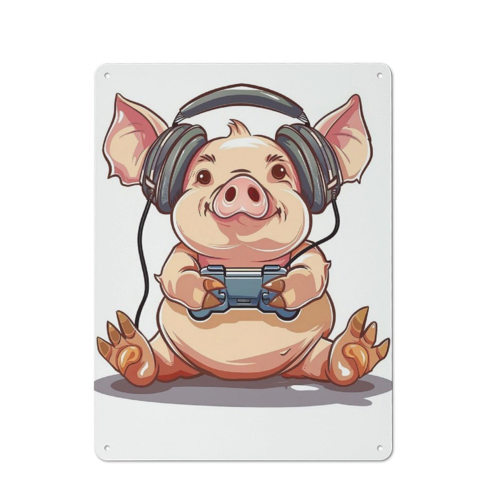 Junmoney Pig Gaming Vintage Metal Plaque 40X30cm For Dining Room Or Kitchen, For Dining Room Decor Fans