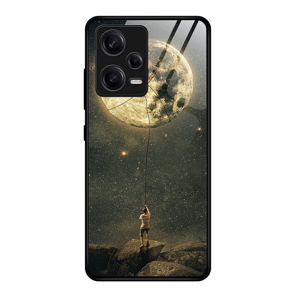 SEAHAI Cover per Xiaomi Redmi Note 12 4G, Custodia Ultra Sottile in Silicone TPU, Retro in Vetro Temperato a Elegante Motivo Dipinto Antiurto AntiGraffio Case, Fantasia stellare