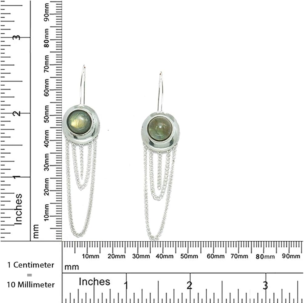 La Labradorite Pietra Fatte A Mano Modo Goccia A Penzolare Orecchini Etnici Per Donne Ossidato Argento Placcato Argento 925 Progettazione Unico Orecchini - Foto 3