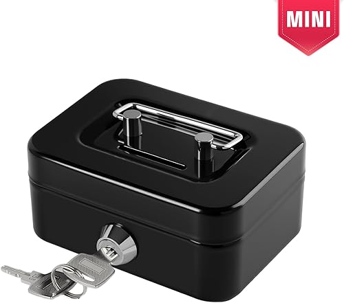 Vista 9 de Caja de efectivo con candado, pequeña y bonita caja de seguridad con ranura para dinero, mini caja de monedas portátil de casino de 4.5 x 3.4 x 2.4