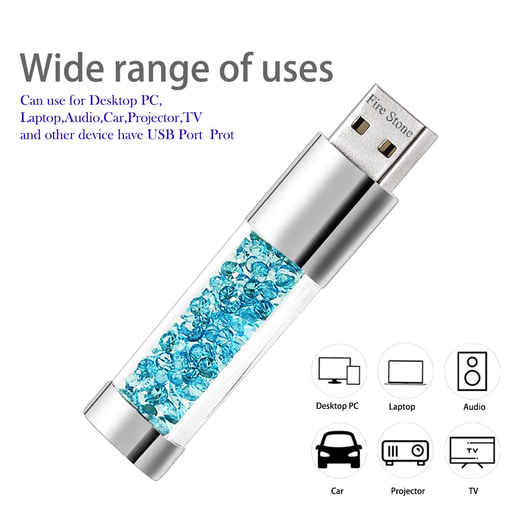 Piękny diament USB 2.0 pamięć flash pamięć danych pamięć USB wisiorek prezent (16 GB, jezioro niebieski)