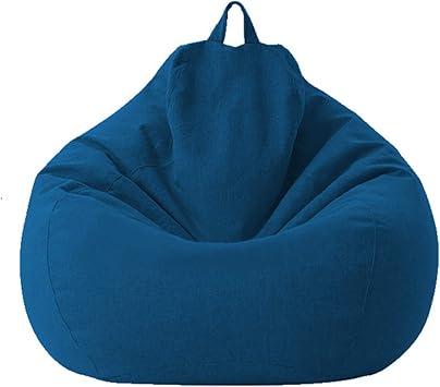 Bean Bag Chair CoverNo Filler, Stuffed Animals Storage Beanbag Cover, Cotton and Linen Lazy Sofa Cover for Kids Teenagers Adults,Blue,70x80cm
