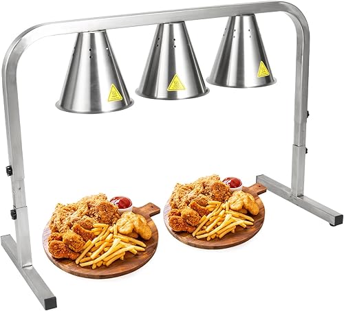 Restlrious Lámpara de calor de alimentos independiente con forma de T, calentador de alimentos portátil, de acero inoxidable de 120 V, lámpara