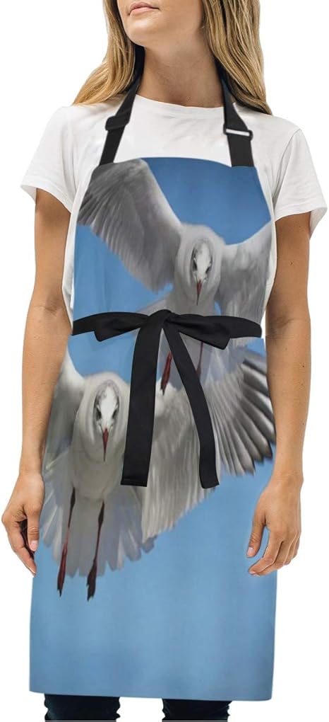 Amazon Miscery エプロン 鳥のカモメは空を飛ぶ 耐久性 調節可能 おしゃれ 男女兼用 仕事用 保育士 カフェ 料理室 家庭用 ファッション柄 エプロン オンライン通販