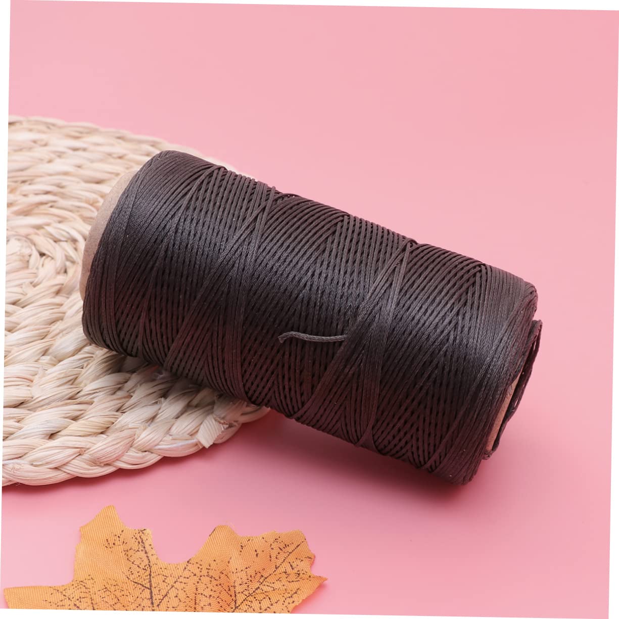 Flache Wachslinie 0, 8mm 150D Schwarz aus Polyester für Leder | Leder Nähgarn Gewachst, Handnähkordel zum Handnähen, für Buchbinden und Reparaturen im Selbstgemacht
