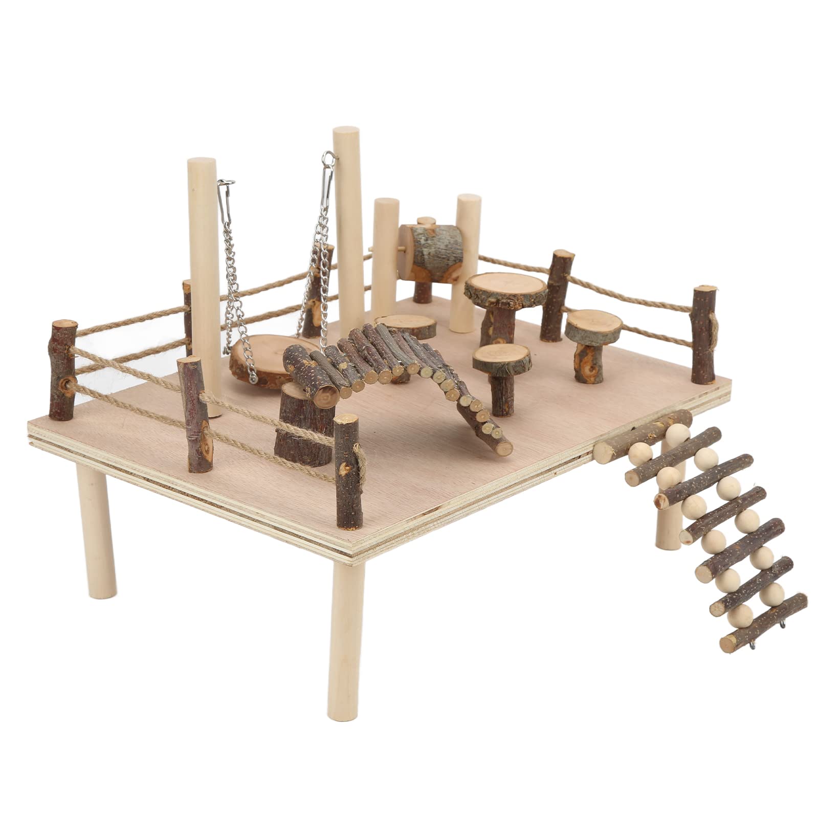 Set da Gioco per Criceti in Legno Naturale per Piccoli Animali Domestici Che Si Arrampicano e Masticano in Legno di Melo 35x26x17 Cm