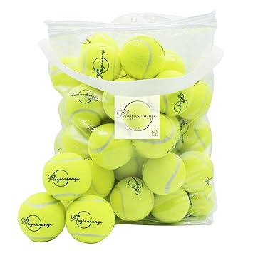 Tennis Balls, Magicorange 60 Pack Advanced Training Tennis Balls Practice Balls, Pet Dog Playing Balls, Come with Mesh Bag for Easy Transport, Good for Beginner Training Ball (Green)