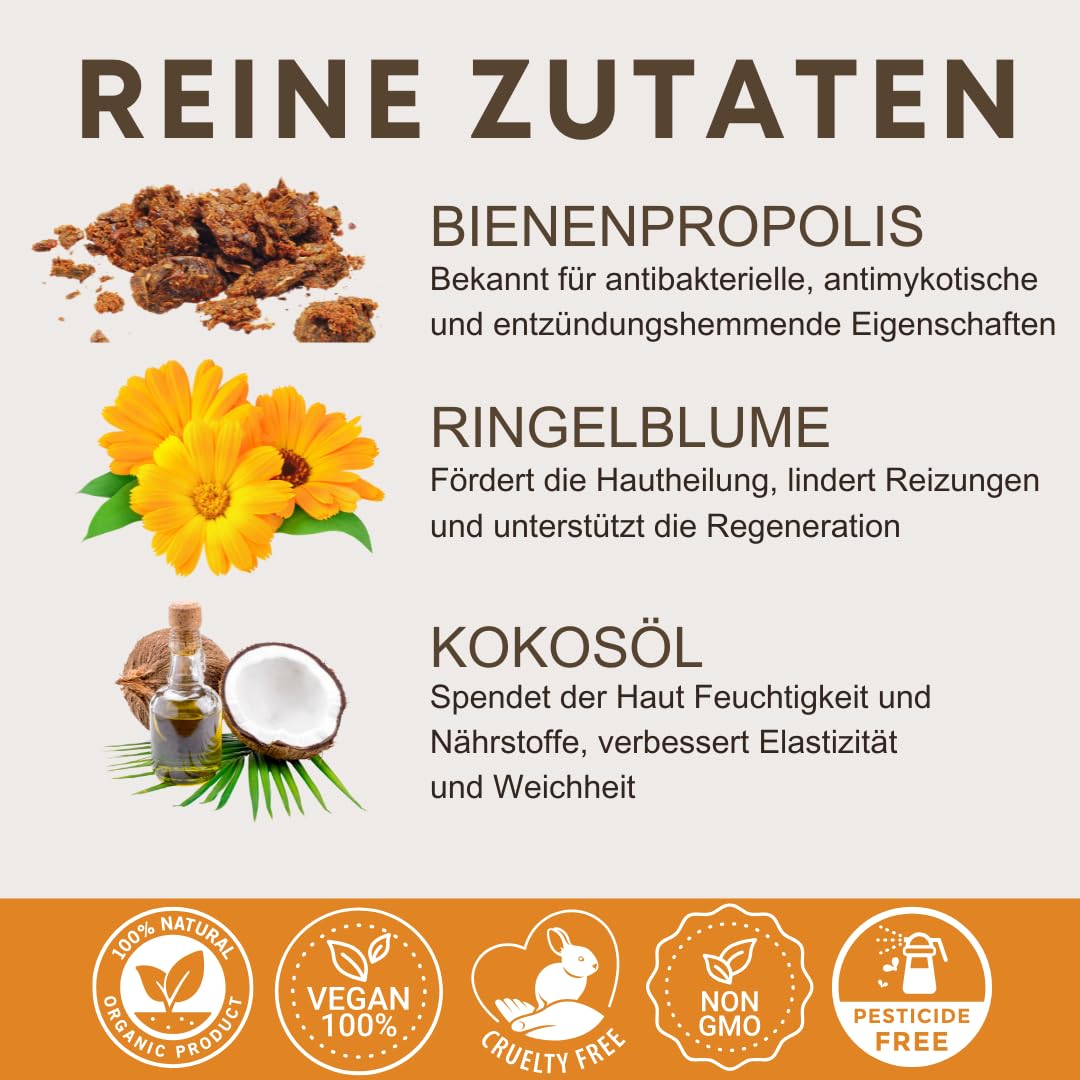Zugsalbe & Wundsalbe 60g | Wund und Heilsalbe mit Calendula | Mighty Propolis Salbe | Wundheilsalbe | Salbe Gegen Juckreiz | Bee Enriched