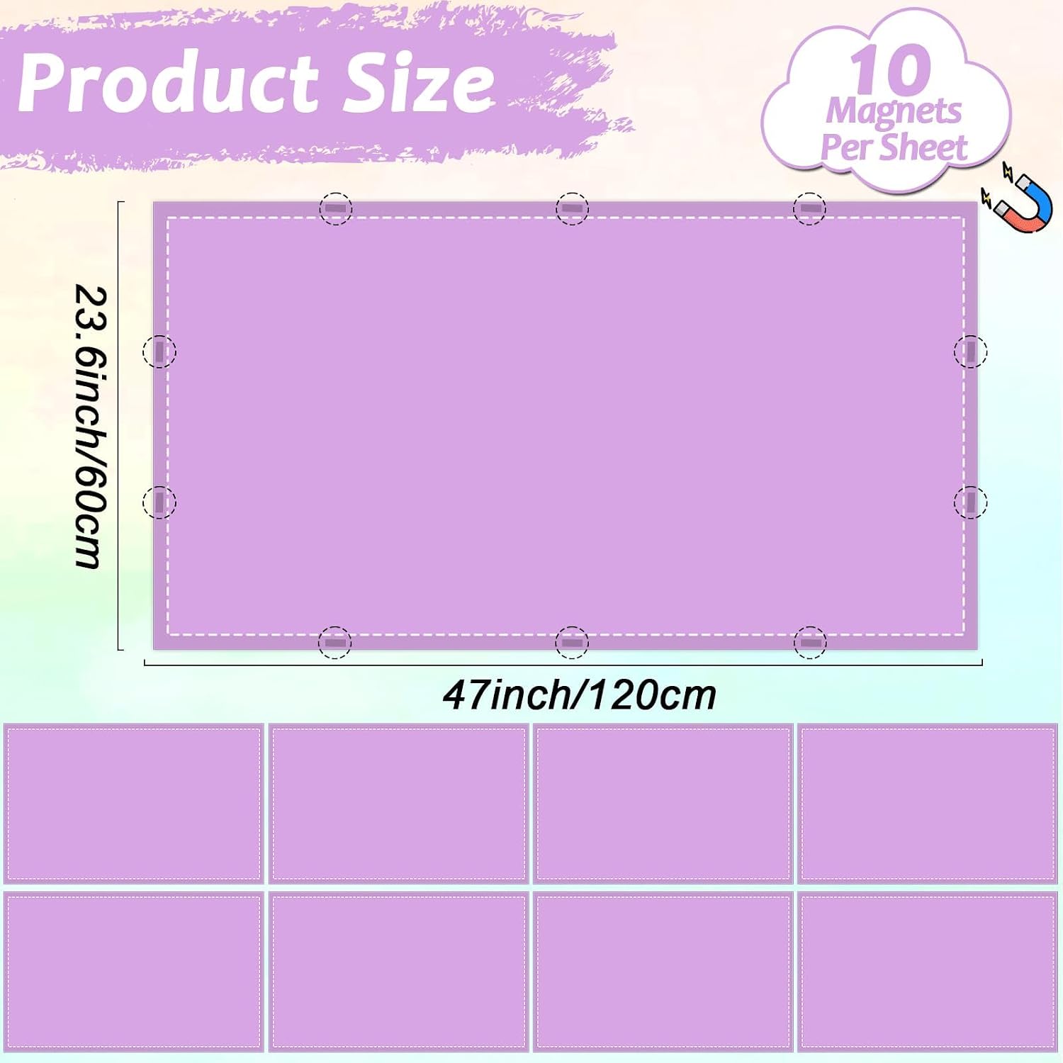 Wiooffen 8 Pcs Fluorescent Light Covers with 80 Magnets Decorative for Classroom Ceiling Light 4x2 Feet Magnetic Filter Easy Install for Office Hospitals & Home Drop Ceiling Supplies(Purple)
