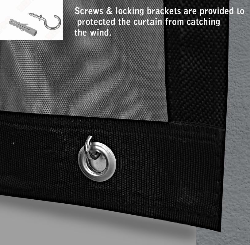 Image of Polyester with PVC Fabric Outdoor Waterproof Curtain with Top Eyelet Protect from AC, Sun, Dust & Rain Used for Balcony, Door & Window (Grey Color 4.5 X 6.5 Feet, Pack of 1 Piece)