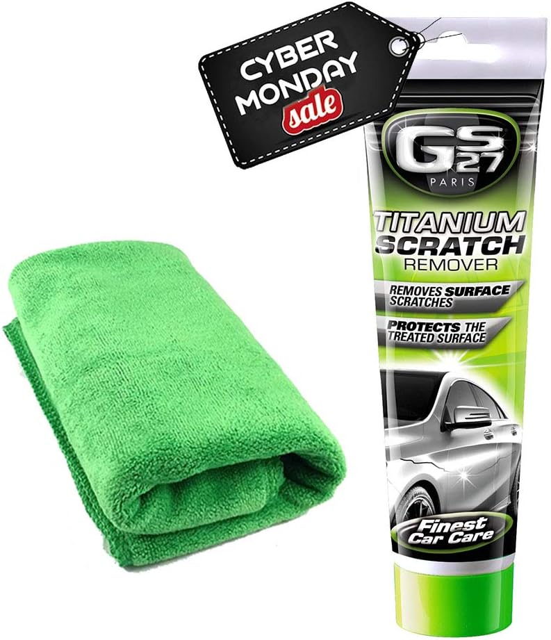 GS27 Paris Titanium+ Automotive Scratch Remover | for Car Paint Scratch Repair | 150ml Tube with Free Microfibre Cloth Included