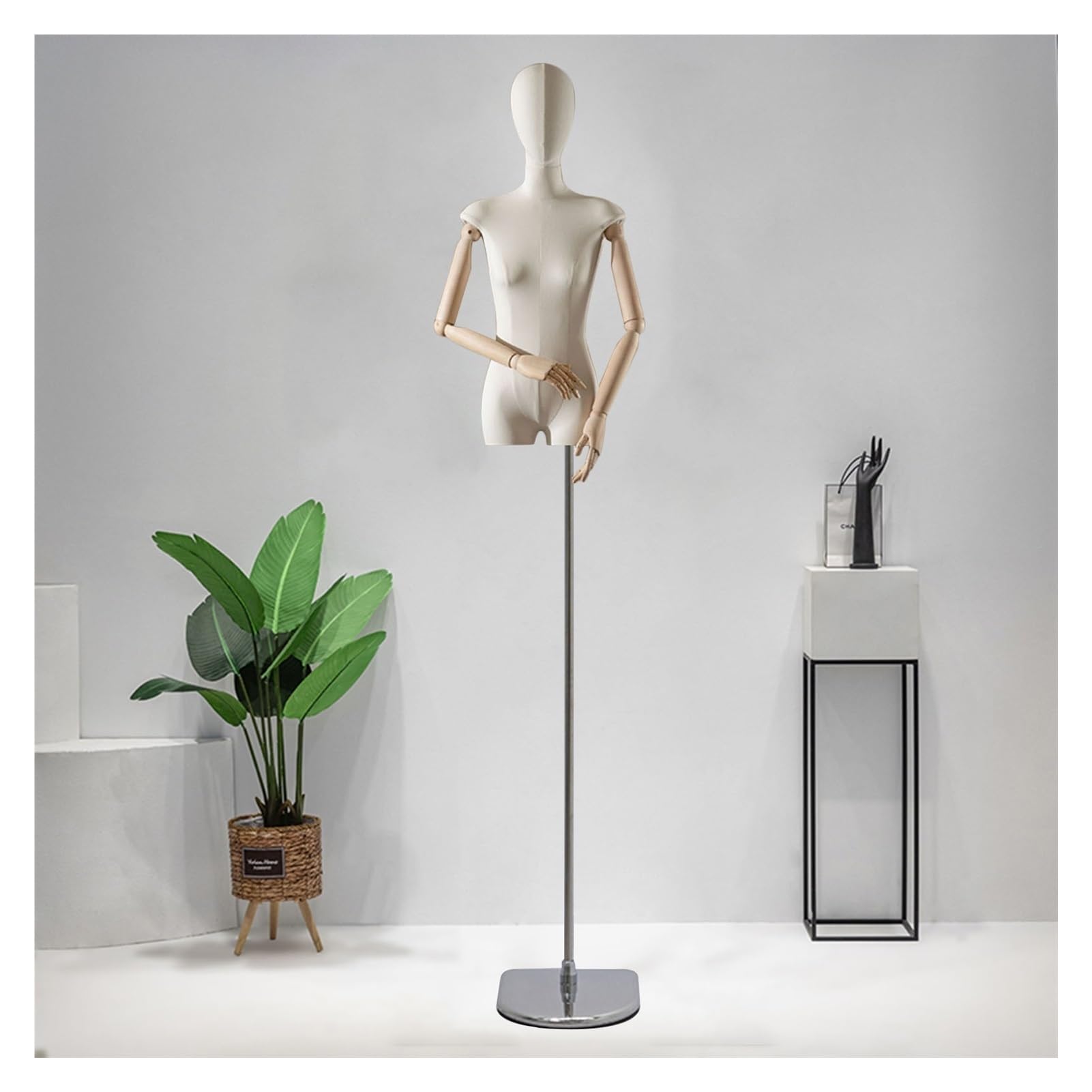 ITOSUI Adjustable Female Mannequin Torso Dress Form with Anti-Fingerprint Base - Perfect for Sewing, Jewelry Displays, and Clothing Showcase - Height Adjustable (B)