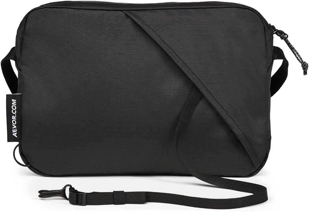 AEVOR Sacoche Bag Ripstop Black Recycled Polyester Crossbody Style Zip 4 Litres 26 x 8 x 18 cm 180 g