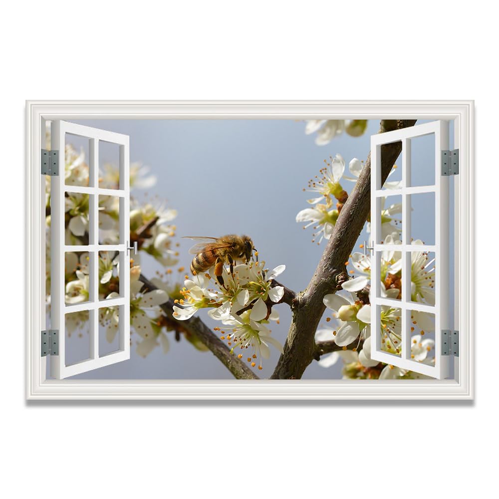 Cuadro lienzo efecto ventana para ampliar espacios pequeños con montañas nevadas de 20x30cm 8