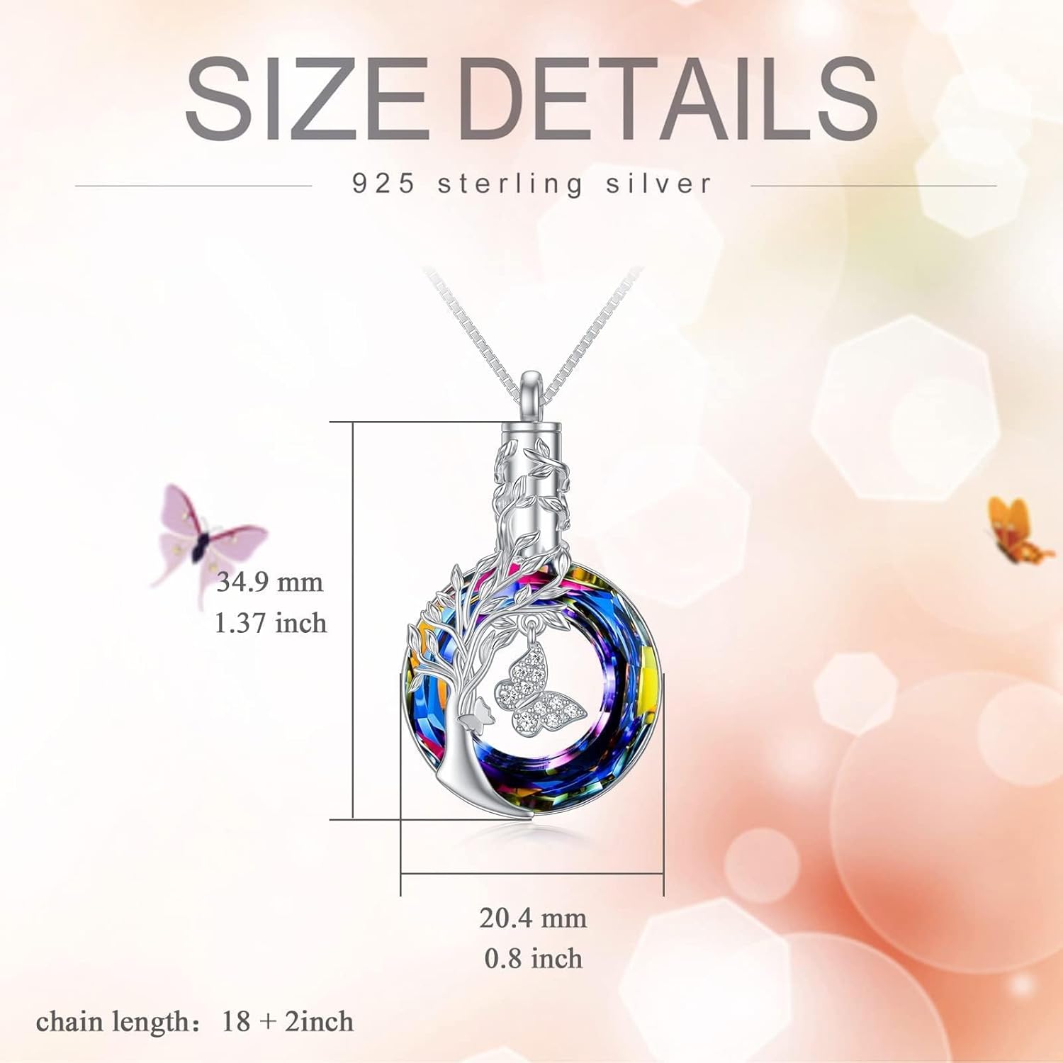 TOUPOP Butterfly Cremation Jewelry for Ashes Urn Necklace for Ashes Sterling Silver Memorial Jewelry - Image 6