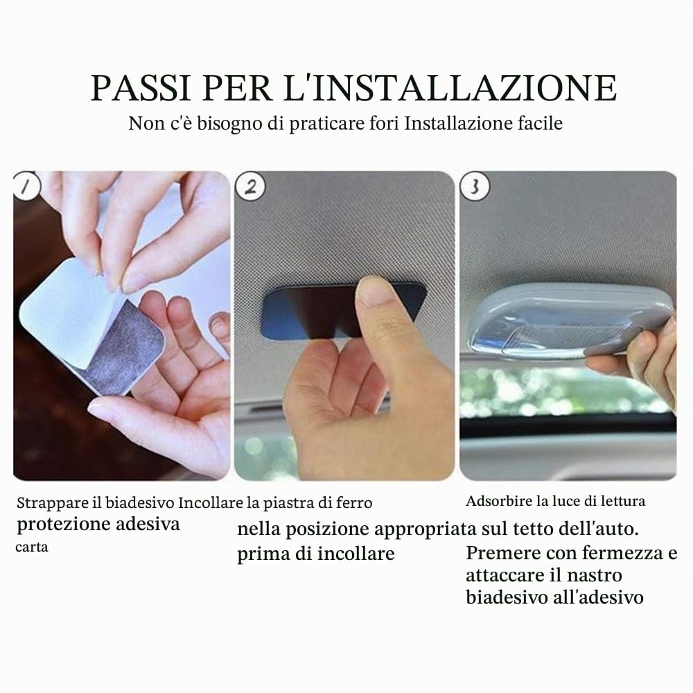 Luci per Tettuccio Auto LED Plafoniera per Auto Senza Fili USB Ricaricabile Interruttore A Pulsante Con Magnete Generale per Interni Universali (Luce Bianca)