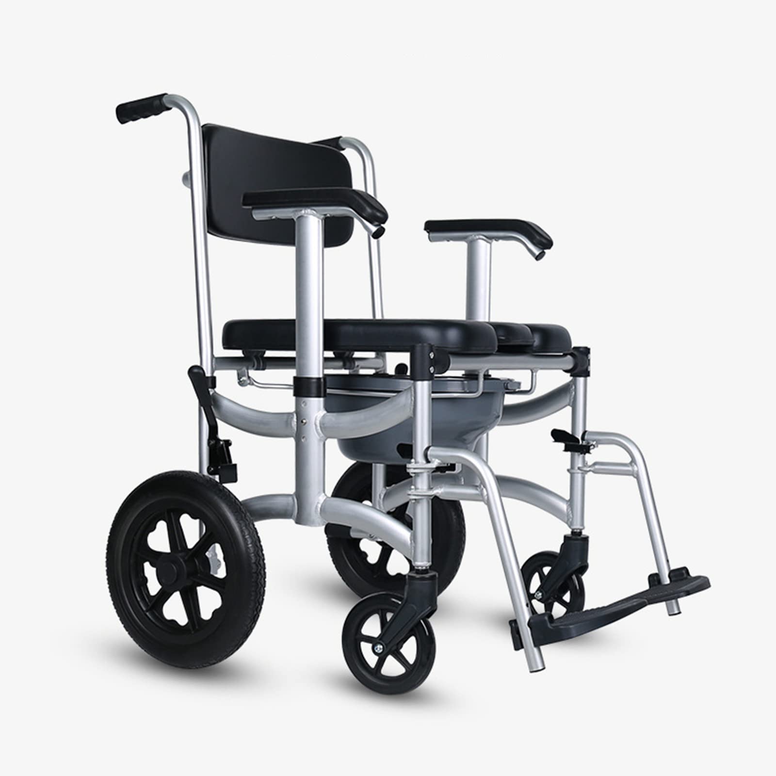 Silla de Ruedas de Transporte, Silla de Ruedas Manual Multifuncional, portátil y Plegable con aleación de magnesio, 18.7lbs,Black