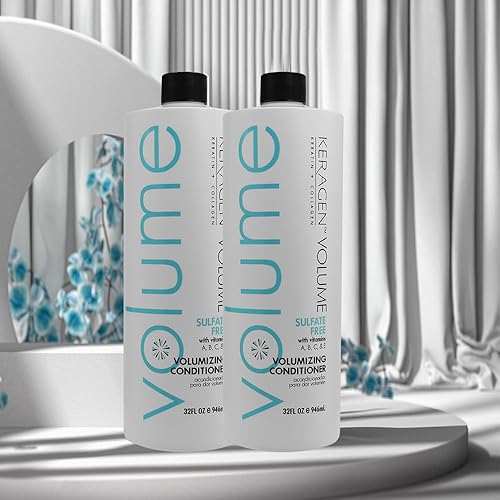Miniatura 2 de KERAGEN - Acondicionador voluminizador para cabello fino con queratina y colágeno, sin sulfato de 32 onzas - Añade grosor, hidrata y mejora el