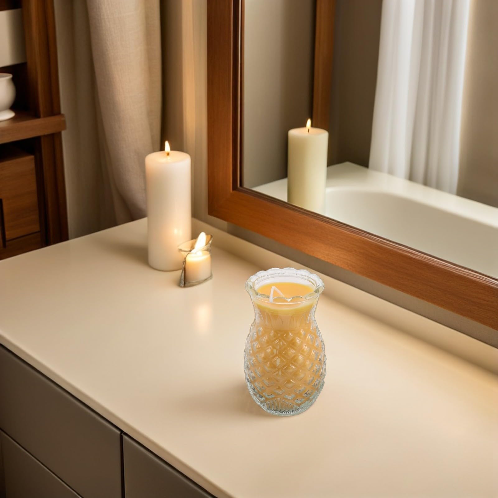 Operitacx 2 Pezzi Lampada a Olio a Forma di Ananas Gialla per Preghiera Religiosa Illuminazione Costante e Fino a 3 Giorni in Vetro per Rituali Casalinghi e Occasioni Religiose