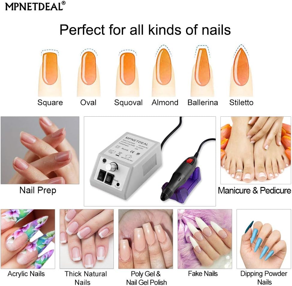 Electric Nail Drill Machine Manicure Pedicure Kit Electric Nail Art File by MPNETDEAL (Gray SetA)