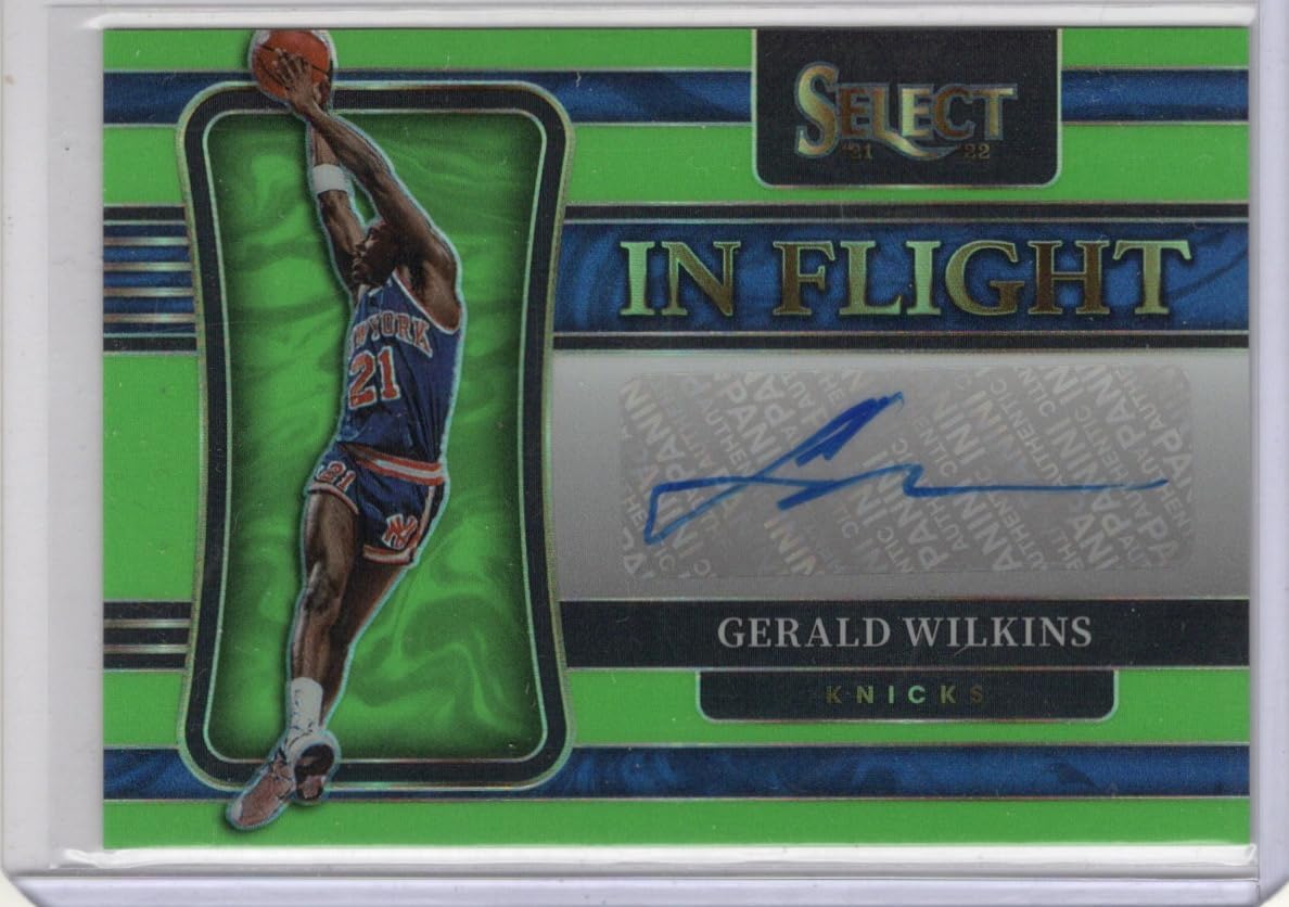 Gerald Wilkins Autographed & Serial Numbered #97/99 In Flight Green Parallel Prizm Collectible Basketball Card - 2022 Panini Select Basketball Card #IF-GWL (Knicks)