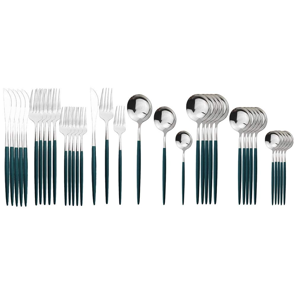Couverts en acier inoxydable doré ensemble de 36 pièces de vaisselle chic pour grande table