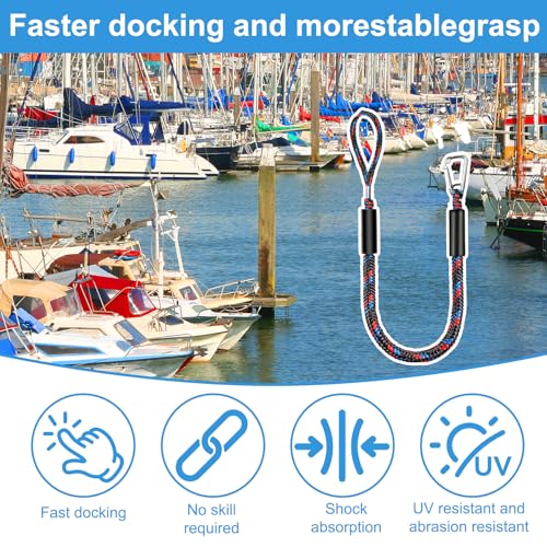 2 Stück Bungee Dock Line, Festmacher Seil für Boote Fenderleine, Festmacher Seil mit Haken, Bungee Dock Line mit Edelstahl Karabinerclip, Bootszubehör für Boote, Kajak, Jetski, Pontoon, Kanu