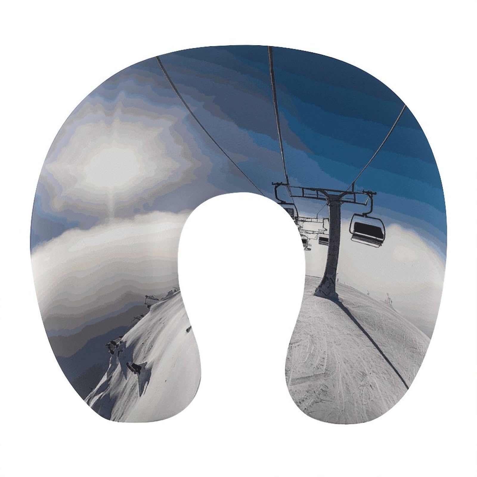 Adfgyerh Style Ski Lift At Sunshine U-Shaped Pillow，Memory Foam Pillow Core，Cushion ，Provide Neck Support ，Travel Pillow，Suitable For Airplanes, Cars, Homes, And Offices.