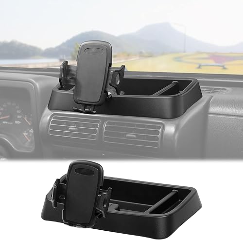 Hoolcar Soporte de radio multifuncional Walkie Talkie para teléfono celular 1997-2006 Jeep Wrangler TJ accesorios, negro