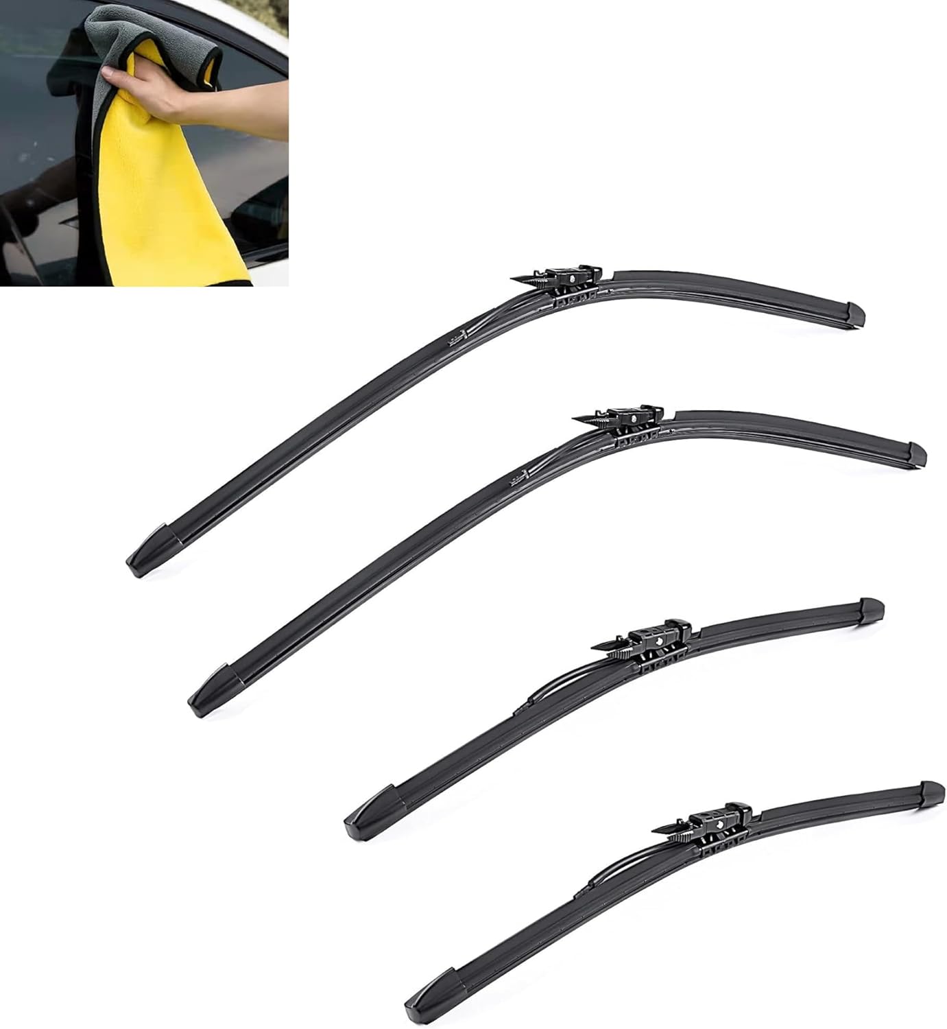 4 Pcs Wiper Blades 28 inch 18 inch For Tesla Model X 2015-2025 Window Wiper Blade With 1 Pcs Car wash towel 28"/18"