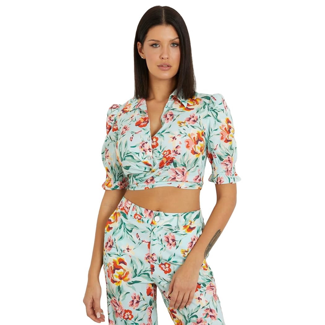 GUESS Camicia Donna Floreale con Fiocco Frontale ES24GU109 W4GH42WG4G0