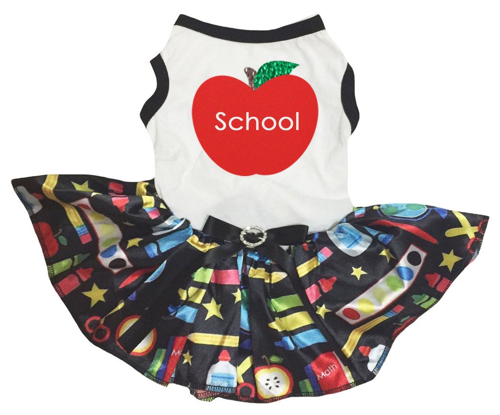 Robe chiot imprimé papeterie avec un magnifique tutu blanc volumineux