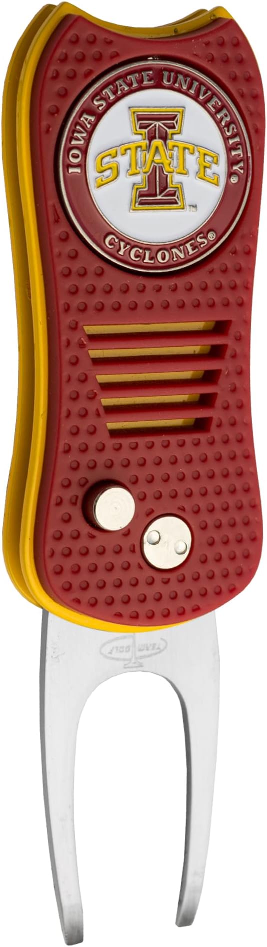 Team Golf NCAA Switchblade Divot Tool with Double-Sided Magnetic Ball Marker, Features Patented Single Prong Design, Causes Less Damage to Greens, Switchblade Mechanism