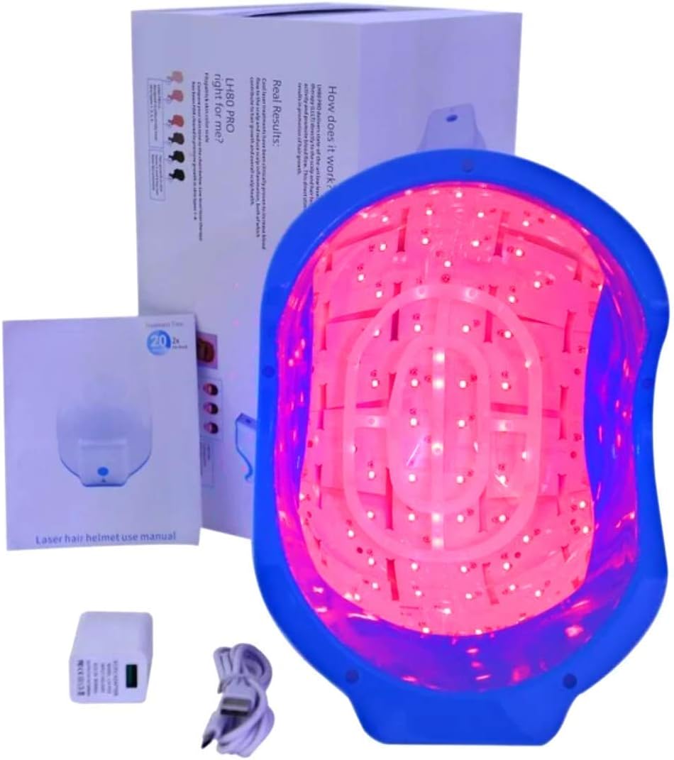 Laser Helmet Device for Hair Loss Therapy, Thinning Hair, Hair Regrowth, Damaged Hair Repair, Unisex-Adults
