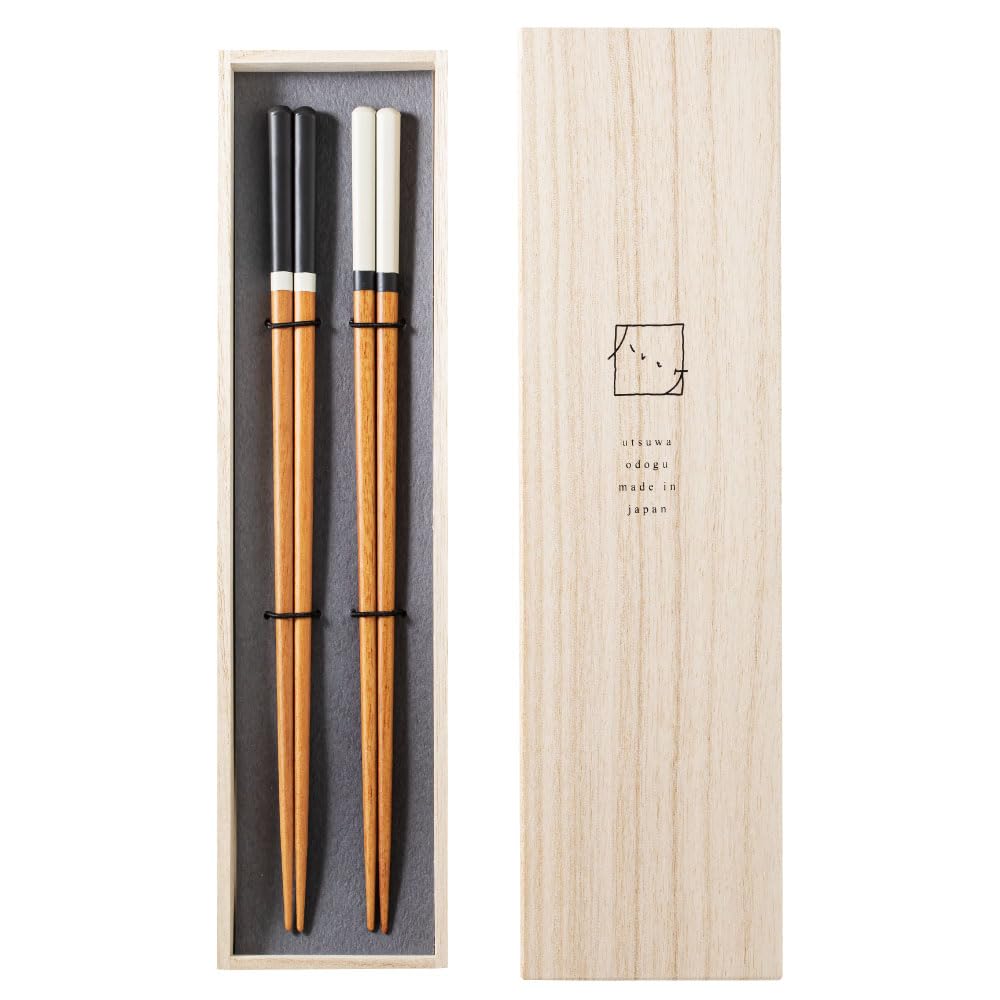 Amazon｜アンドエヌイー(&NE) 若狭塗り 箸 木箱入り ハレとケ 白黒 2膳