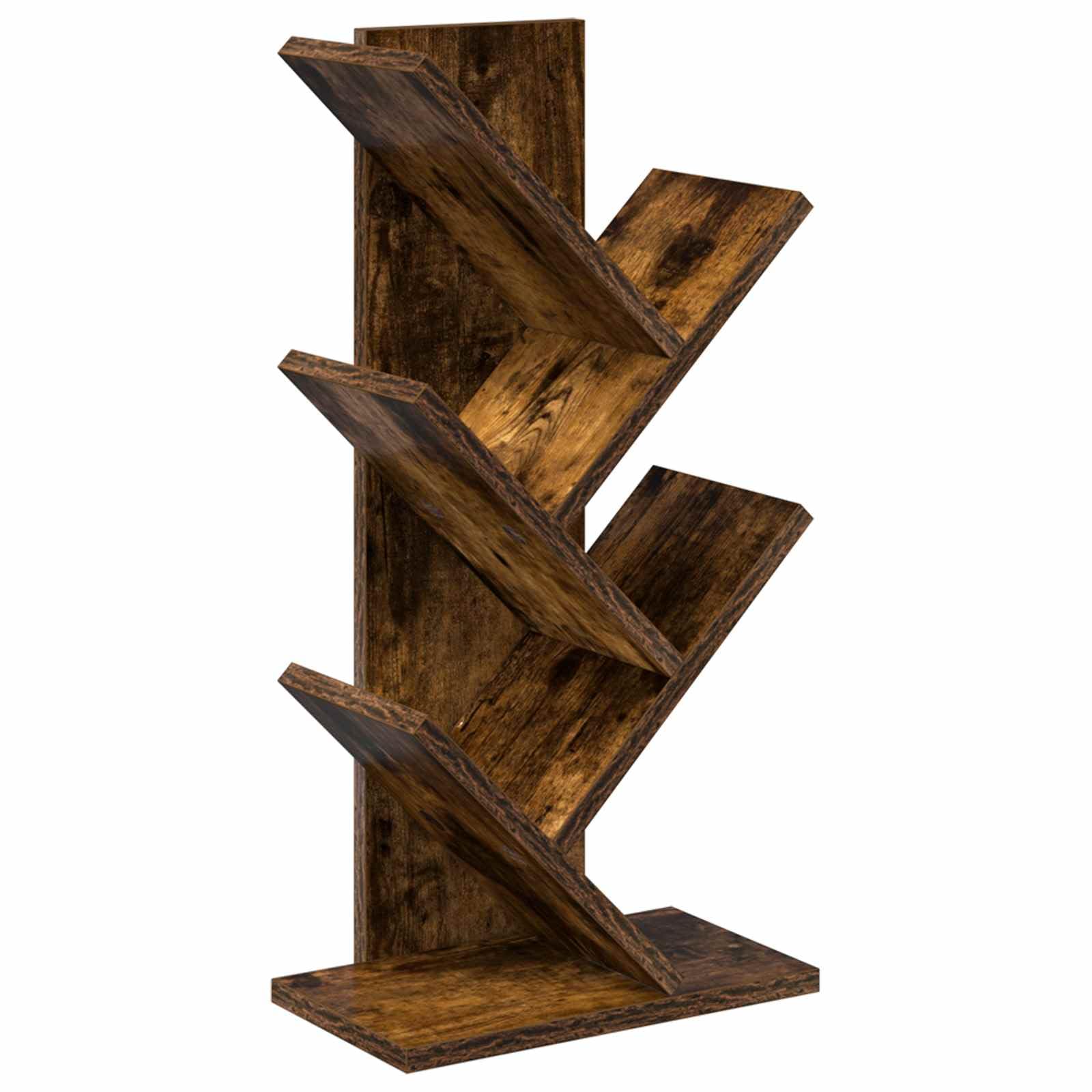 Libreria a 4 livelli, 30 x 18 x 60 cm, rovere fumé | Scaffale compatto con struttura aperta per libri e decorazioni in soggiorno, camera da letto o ufficio.