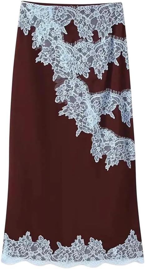 Women's Set Lace Splicing Vest Versatile Design Top and Half Skirt Two Piece