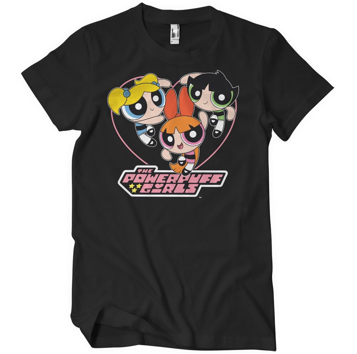Powerpuff Girls Officially Licensed Heart Mens T-Shirt (Black), Medium