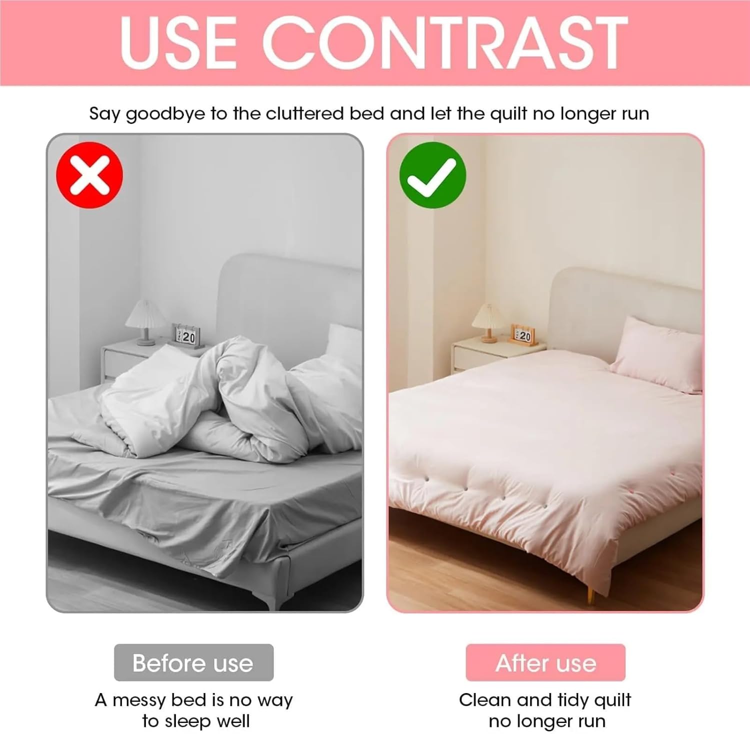 Duvet Clips 5Sets Quilt Fixing Clips Duvet Bedding Holder Fasteners Heart Round for Thin Thick Blanket Sheet Bed(Heart red)