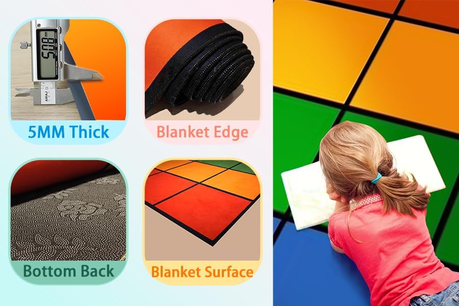 Miniatura 4 de Alfombra de aula primaria de 8 x 12 pies, alfombras grandes de arco iris, 24 asientos para clase