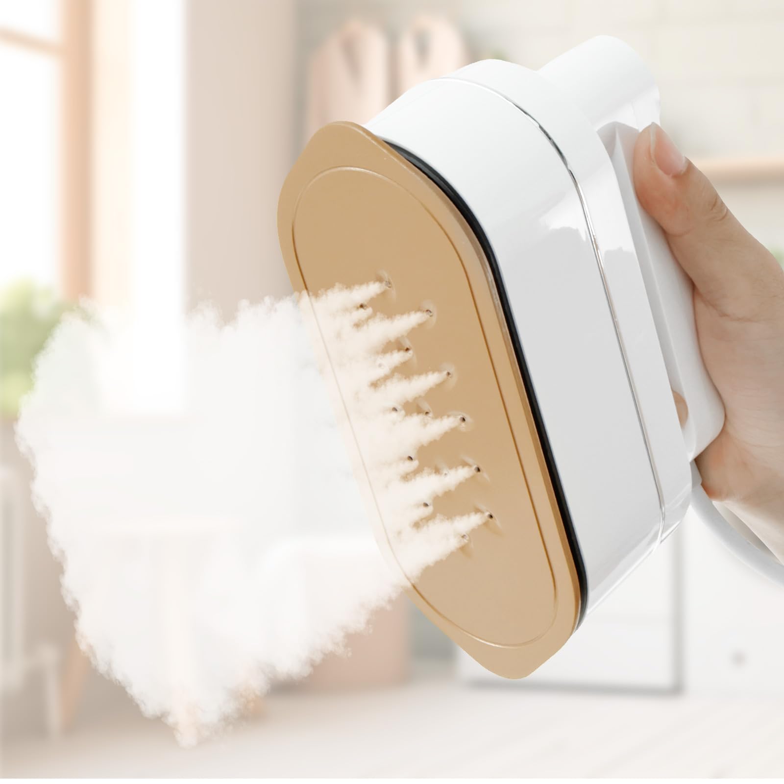 Travel Iron Mini Steam Iron Foldable Portable Iron 8 Modes Mini Ironing Machine 10s Fast Heat up Handheld Steamer Iron with 110ml Water Tank Lcd Screen Iron for Home Office Travel(White)
