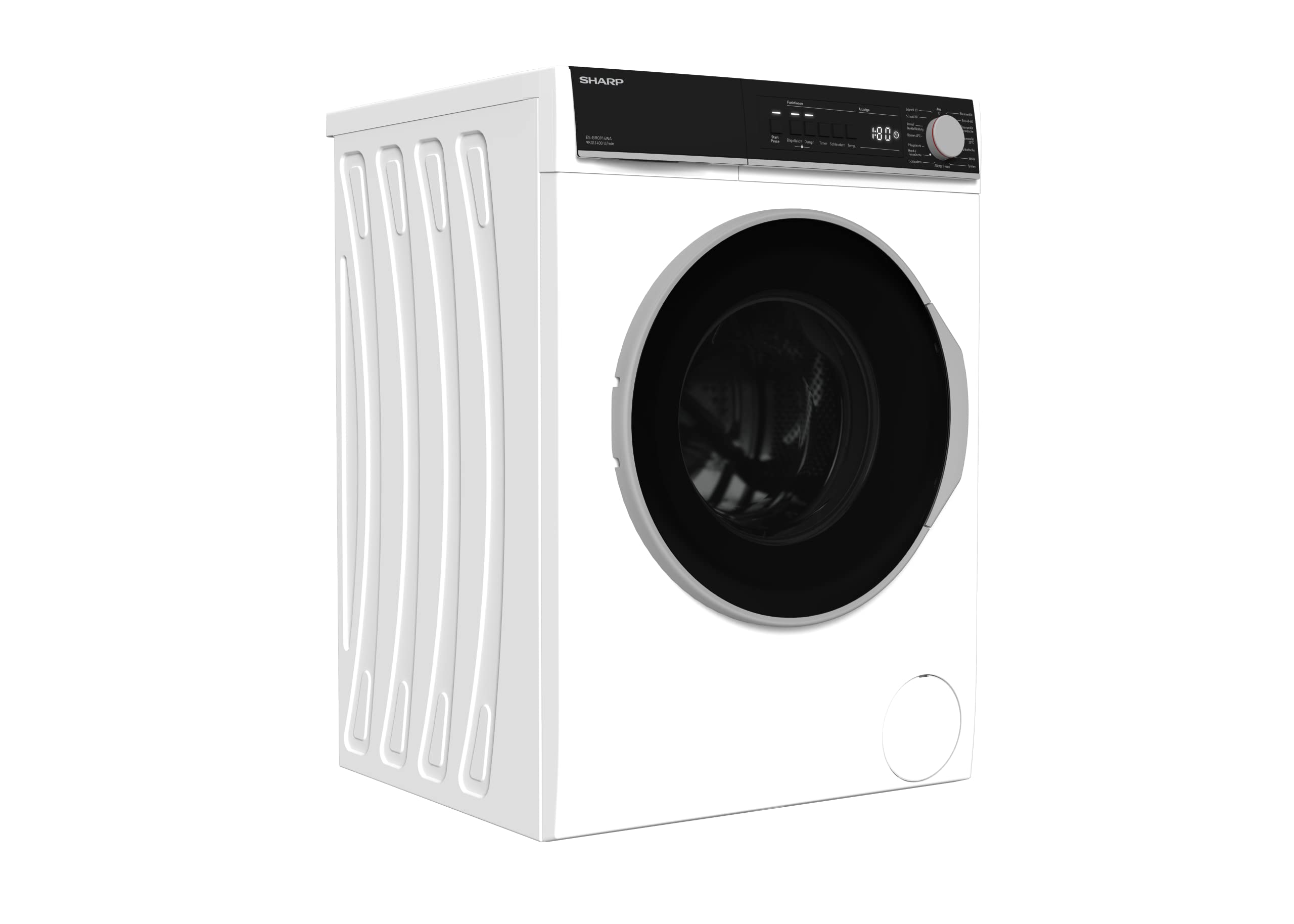 Sharp ES-BRO014WA-DE Waschmaschine Frontlader / 10 kg / 1400 U/min/Adanced Inverter Motor / 15 Programme inkl. 15 min Kurzprogramm und Dampffunktion/AquaStop/Weiß