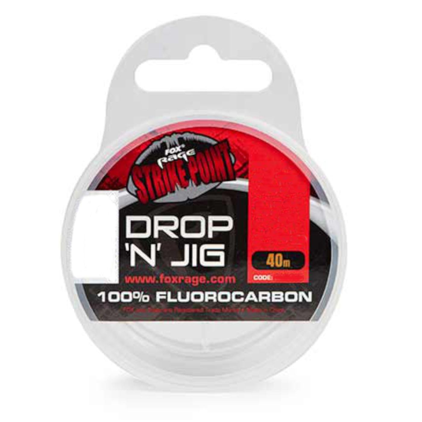 Fox Rage Strike Point Drop N Jig Fluro - 40 m Fluorocarbon Cord, Diameter/Load Capacity: 0.25 mm/9.37 lb