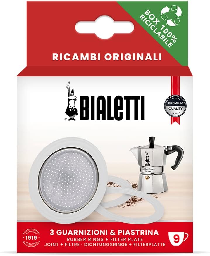 Bialetti BIA640310 Pack of 3 Gaskets + 1 Plate, Tz.9