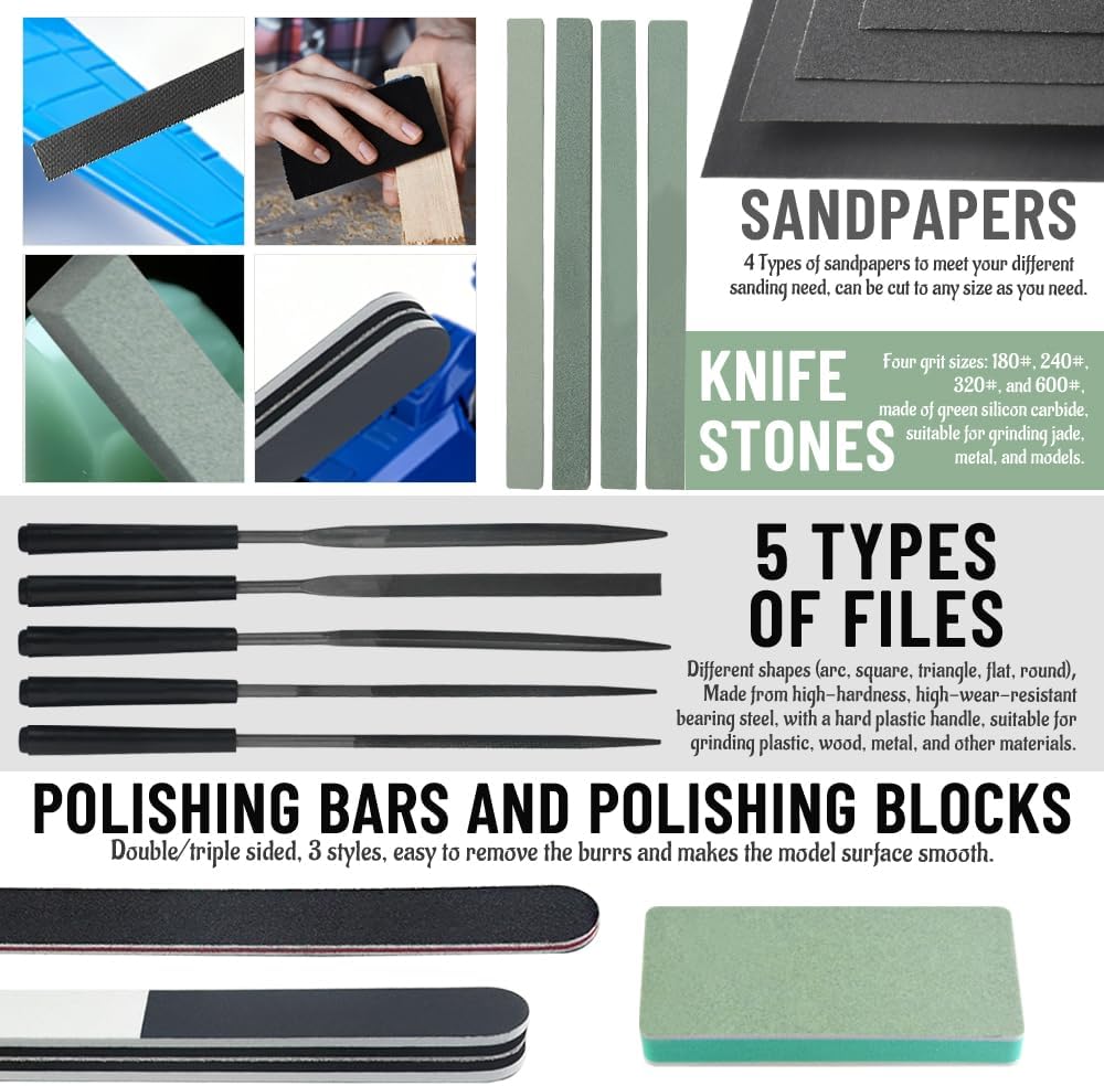 WMYCONGCONG 80 PCS Model Tools Kit Modeler Basic Tools Hobby Building Tools Kit for Gundam Buildings Cars Airplanes Model Assemble Building Repairing and Fixing