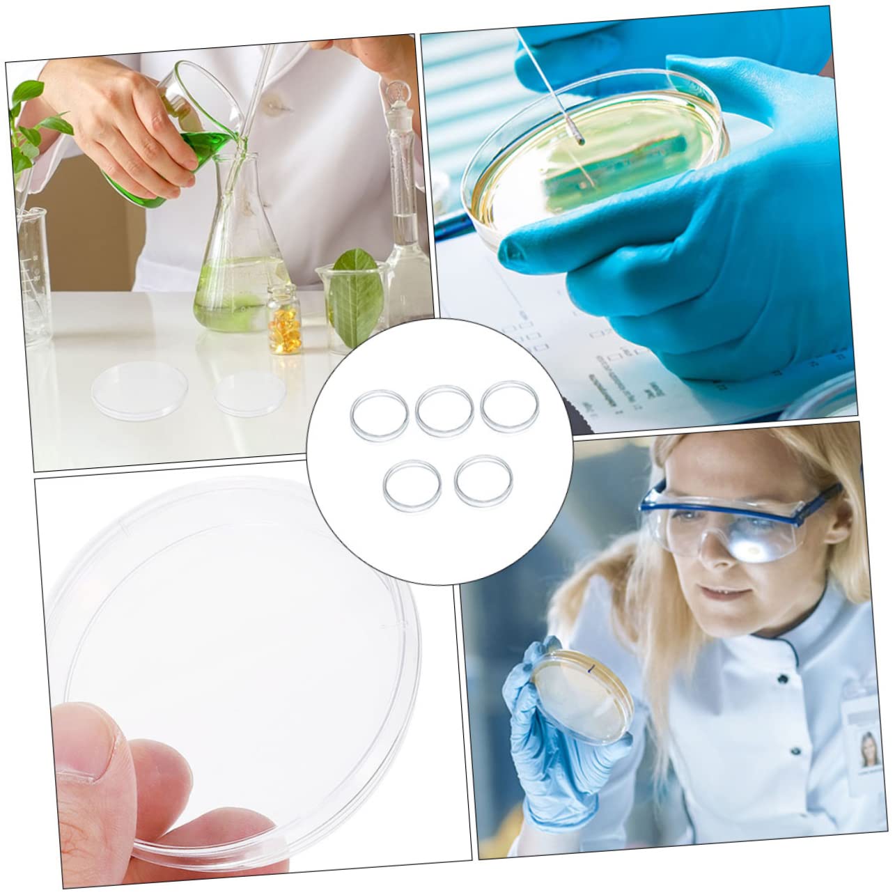 5pezzi Piastra Petri Trasparente Per Coltura Cellulare Per Esperimenti Di Laboratorio e Uso Scolastico